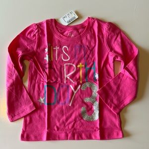 NWT Size 3T Birthday Girl Long Sleeve Shirt